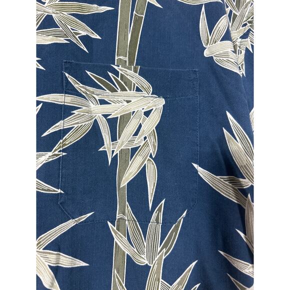 Jamaica Jaxx Button Up XXL Blue Palm Print 100% Silk Hawaiian Aloha Wood Buttons - Picture 6 of 12